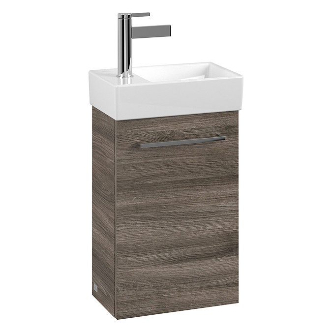 Villeroy and Boch Avento Stone Oak 360mm Wall Hung Vanity Unit with Right Bowl Basin Large Image