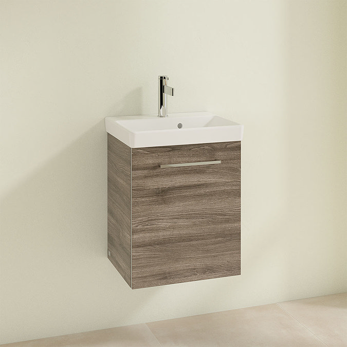 Villeroy and Boch Avento Stone Oak 450mm Wall Hung 1-Door Vanity Unit Profile Large Image