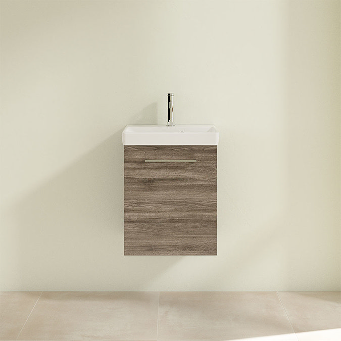 Villeroy and Boch Avento Stone Oak 450mm Wall Hung 1-Door Vanity Unit  Feature Large Image