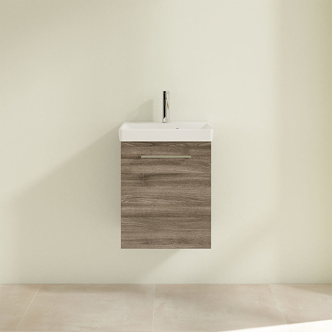 Villeroy and Boch Avento Stone Oak 450mm Wall Hung 1-Door Vanity Unit Feature Large Image