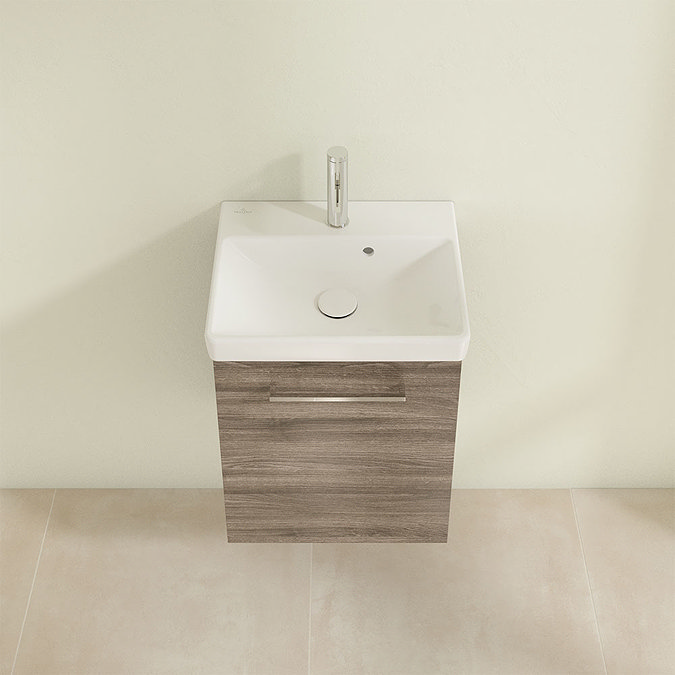 Villeroy and Boch Avento Stone Oak 450mm Wall Hung 1-Door Vanity Unit Standard Large Image