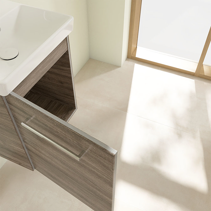 Villeroy and Boch Avento Stone Oak 450mm Wall Hung 1-Door Vanity Unit Newest Large Image