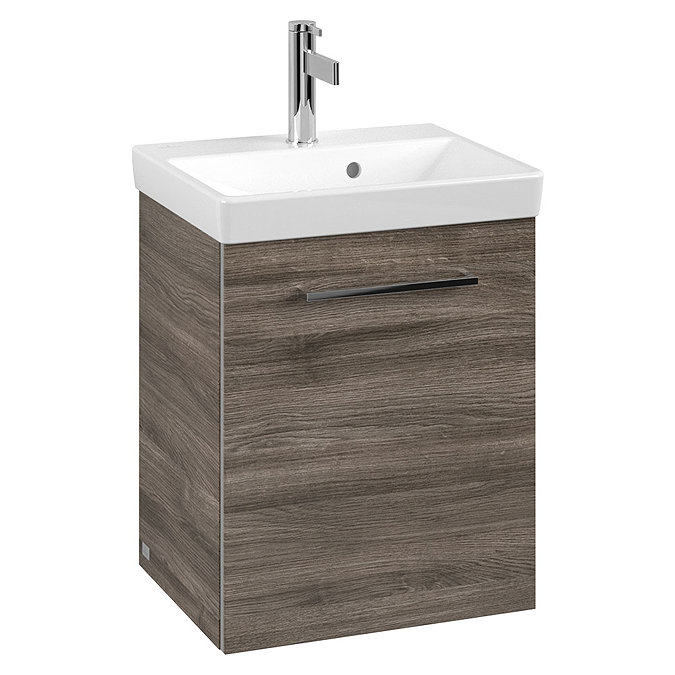 Villeroy and Boch Avento Stone Oak 450mm Wall Hung 1-Door Vanity Unit Large Image