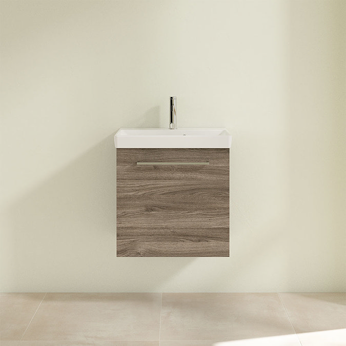 Villeroy and Boch Avento Stone Oak 550mm Wall Hung 1-Drawer Vanity Unit  Feature Large Image