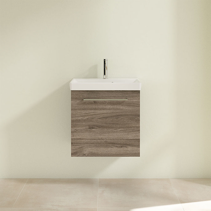 Villeroy and Boch Avento Stone Oak 550mm Wall Hung 1-Drawer Vanity Unit Feature Large Image