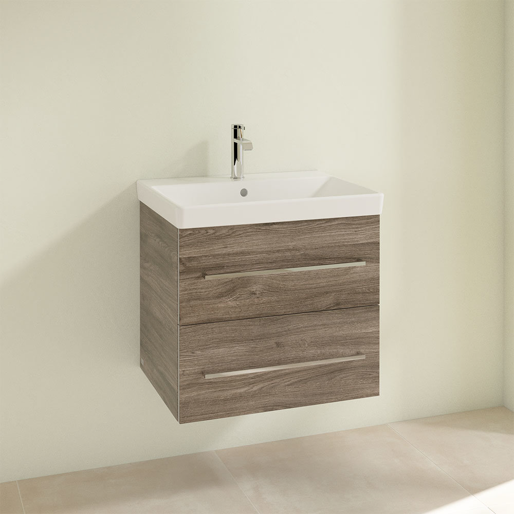 Villeroy and Boch Avento Stone Oak 600mm Wall Hung 2-Drawer Vanity Unit