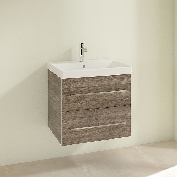 Villeroy and Boch Avento Stone Oak 600mm Wall Hung 2-Drawer Vanity Unit  Profile Large Image
