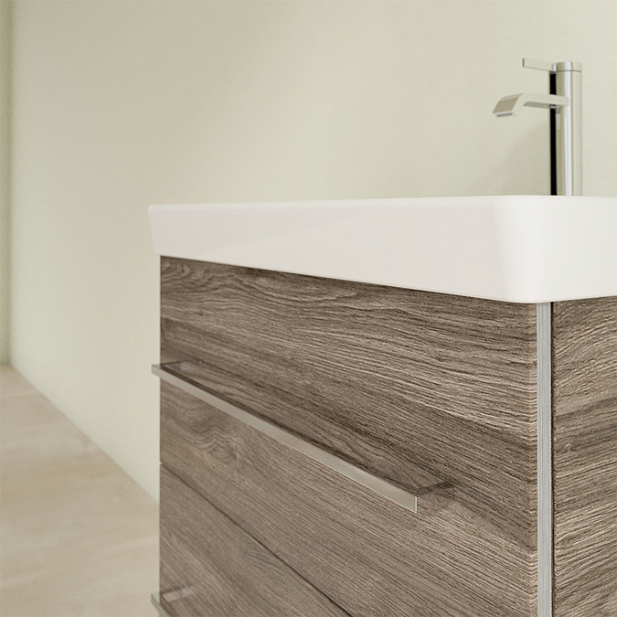 Villeroy and Boch Avento Stone Oak 600mm Wall Hung 2-Drawer Vanity Unit  In Bathroom Large Image