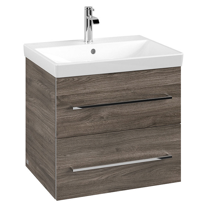 Villeroy and Boch Avento Stone Oak 600mm Wall Hung 2-Drawer Vanity Unit Large Image