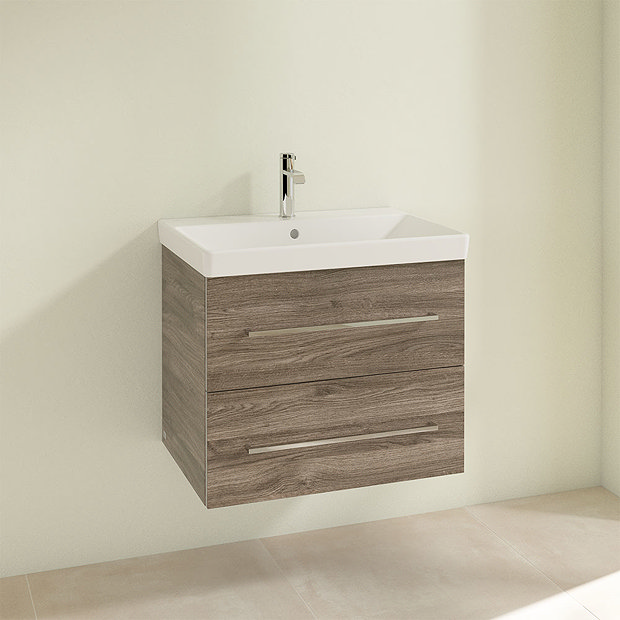 Villeroy and Boch Avento Stone Oak 650mm Wall Hung 2-Drawer Vanity Unit