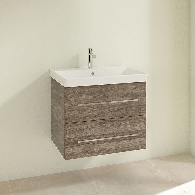 Villeroy and Boch Avento Stone Oak 650mm Wall Hung 2-Drawer Vanity Unit Profile Large Image