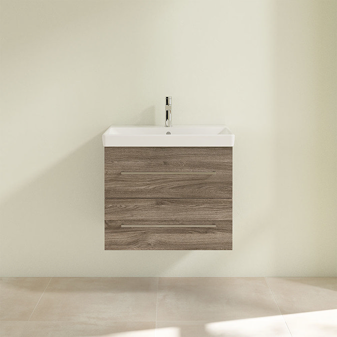Villeroy and Boch Avento Stone Oak 650mm Wall Hung 2-Drawer Vanity Unit  Feature Large Image