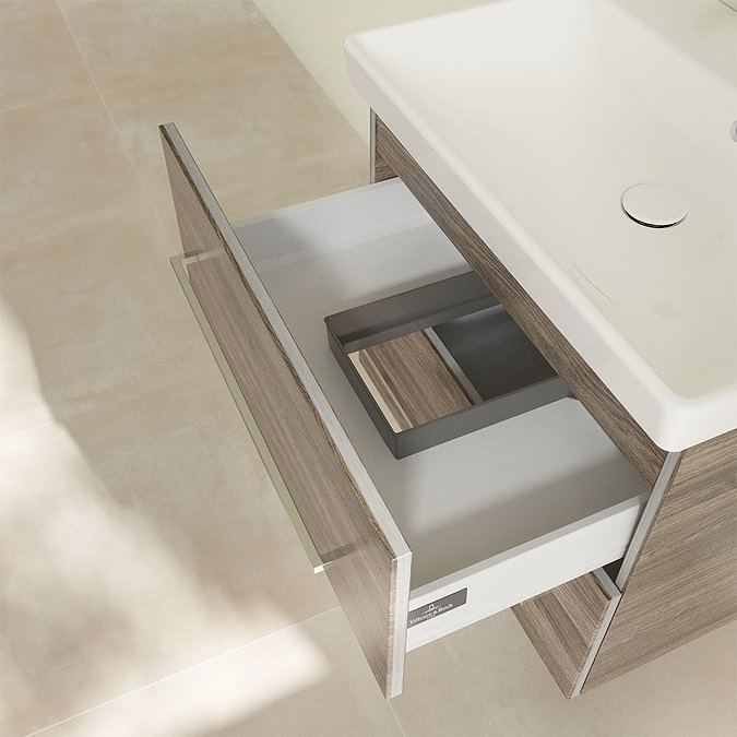 Villeroy and Boch Avento Stone Oak 650mm Wall Hung 2-Drawer Vanity Unit Newest Large Image