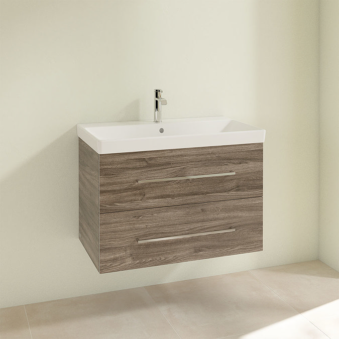 Villeroy and Boch Avento Stone Oak 800mm Wall Hung 2-Drawer Vanity Unit Profile Large Image