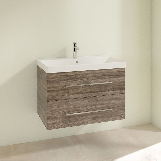 Villeroy and Boch Avento Stone Oak 800mm Wall Hung 2-Drawer Vanity Unit  Profile Large Image