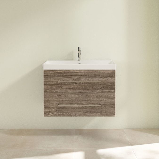 Villeroy and Boch Avento Stone Oak 800mm Wall Hung 2-Drawer Vanity Unit  Feature Large Image