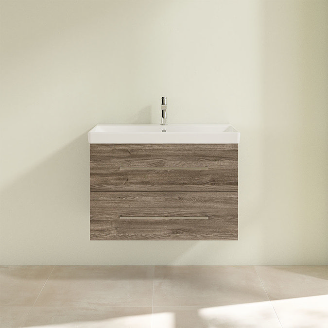 Villeroy and Boch Avento Stone Oak 800mm Wall Hung 2-Drawer Vanity Unit Feature Large Image