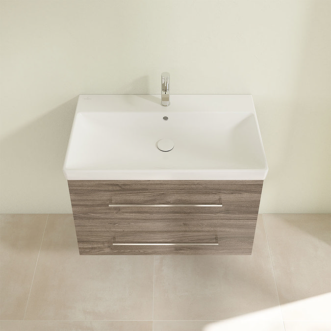 Villeroy and Boch Avento Stone Oak 800mm Wall Hung 2-Drawer Vanity Unit Standard Large Image
