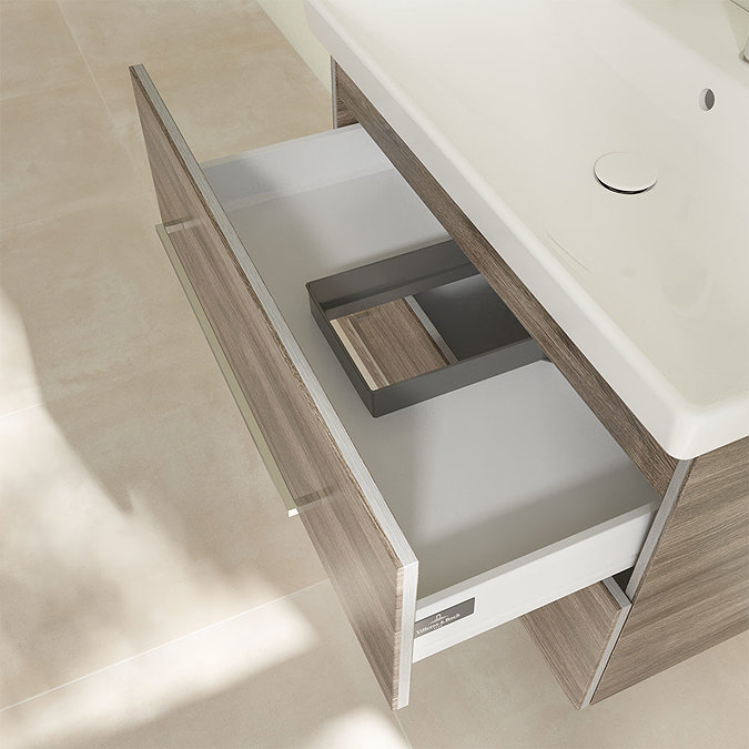 Villeroy and Boch Avento Stone Oak 800mm Wall Hung 2-Drawer Vanity Unit Newest Large Image