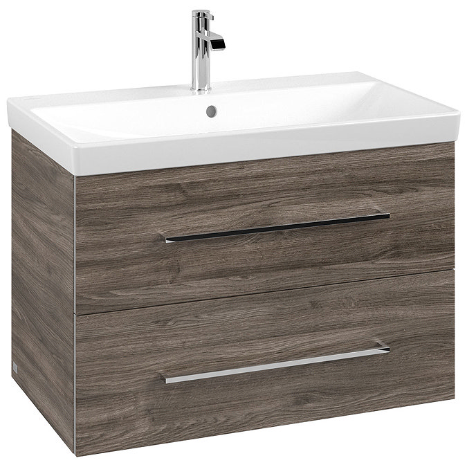 Villeroy and Boch Avento Stone Oak 800mm Wall Hung 2-Drawer Vanity Unit Large Image