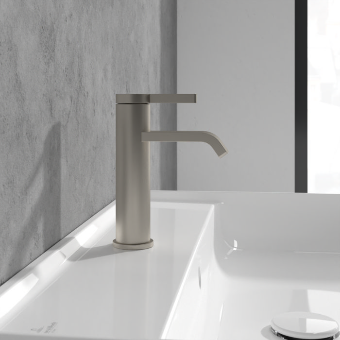 Villeroy and Boch Dawn Single Lever Basin Mixer - Brushed Nickel Matt