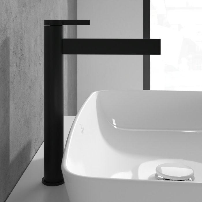 Villeroy and Boch Dawn Tall Single Lever Basin Mixer - Matt Black