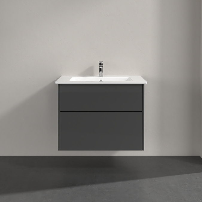 Villeroy and Boch Finero Glossy Grey 800mm Wall Hung 2-Drawer Vanity Unit
