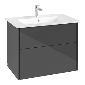 Villeroy and Boch Finero Glossy Grey 800mm Wall Hung 2-Drawer Vanity Unit