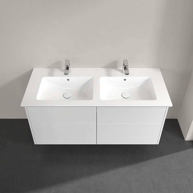 Villeroy and Boch Finero Glossy White 1300mm Wall Hung 4-Drawer Double Vanity Unit