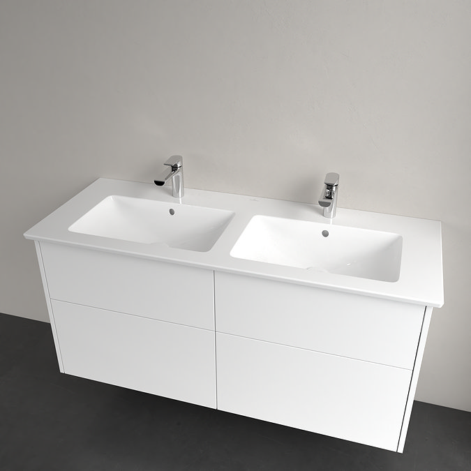 Villeroy and Boch Finero Glossy White 1300mm Wall Hung 4-Drawer Double Vanity Unit