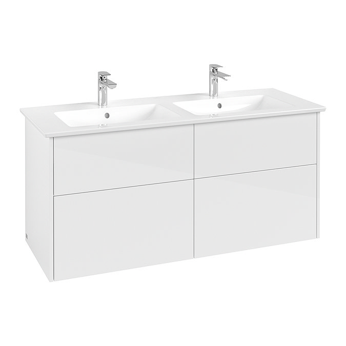 Villeroy and Boch Finero Glossy White 1300mm Wall Hung 4-Drawer Double Vanity Unit