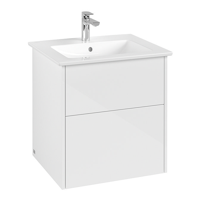 Villeroy and Boch Finero Glossy White 600mm Wall Hung 2-Drawer Vanity Unit