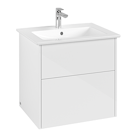 Villeroy and Boch Finero Glossy White 650mm Wall Hung 2-Drawer Vanity Unit