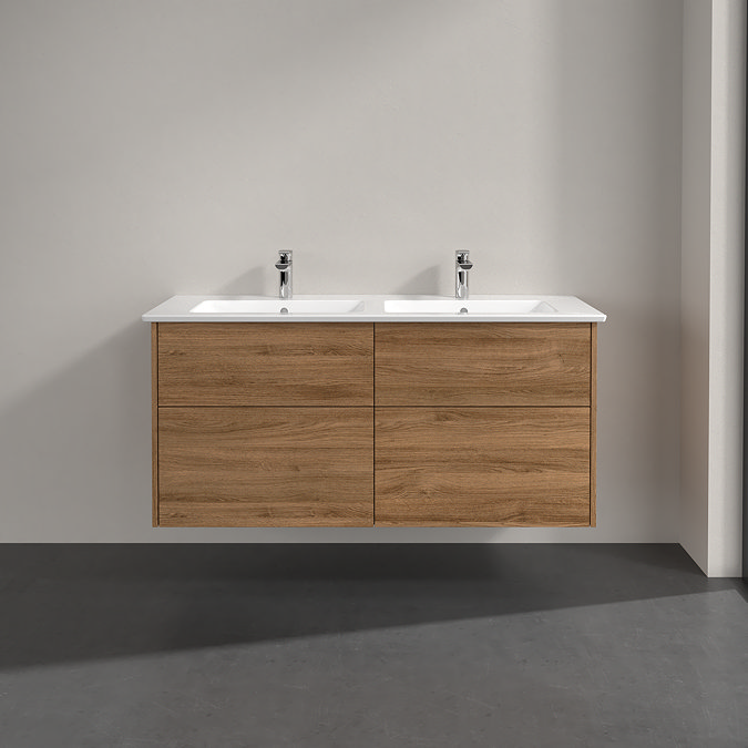 Villeroy and Boch Finero Oak Kansas 1300mm Wall Hung 4-Drawer Double Vanity Unit