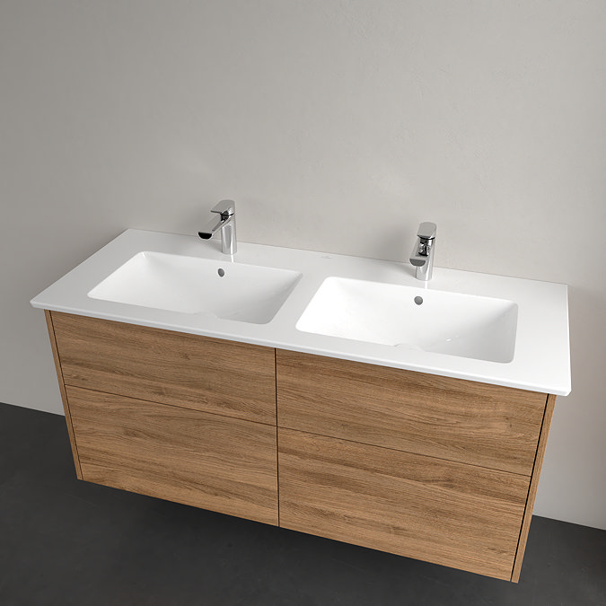 Villeroy and Boch Finero Oak Kansas 1300mm Wall Hung 4-Drawer Double Vanity Unit