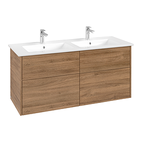 Villeroy and Boch Finero Oak Kansas 1300mm Wall Hung 4-Drawer Double Vanity Unit