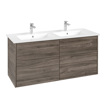 Villeroy and Boch Finero Stone Oak 1300mm Wall Hung 4-Drawer Double Vanity Unit