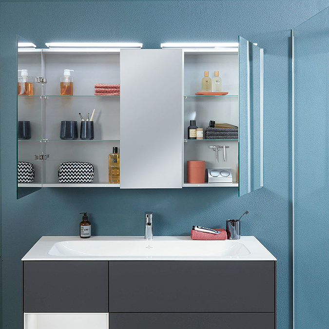 Villeroy and Boch H746 x W1307mm My View One LED Illuminated Mirror Cabinet - A441G300  Profile Larg