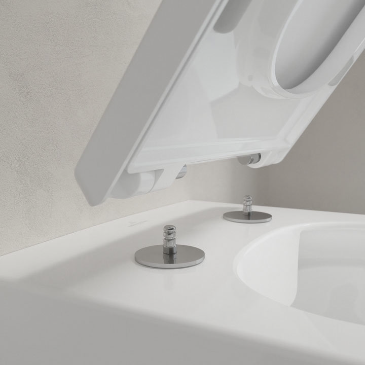 Villeroy and Boch Memento 2.0 DirectFlush Rimless Wall Hung Toilet + Soft Close Seat  In Bathroom La