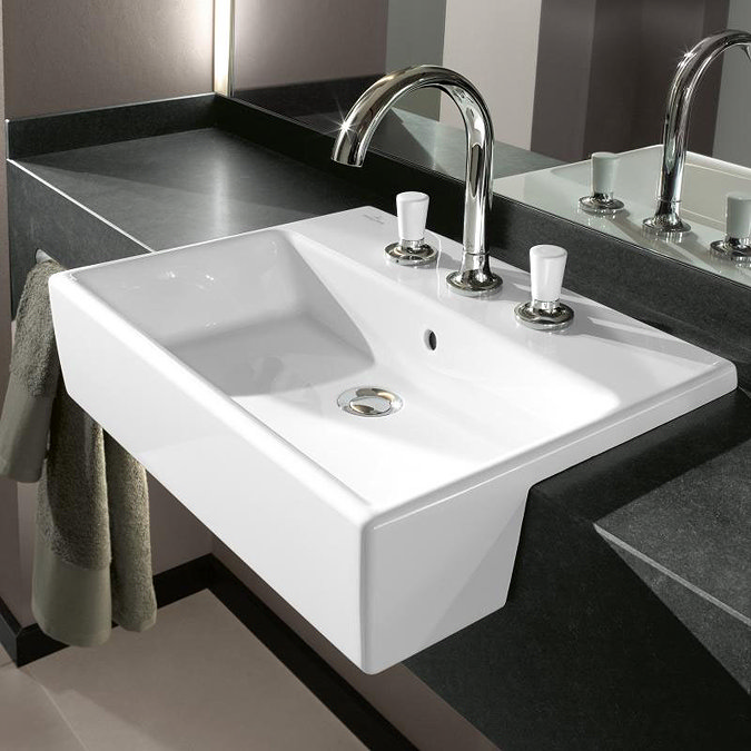Villeroy and Boch Memento 550 x 420mm 1TH Semi-Recessed Basin - 41335501 Large Image