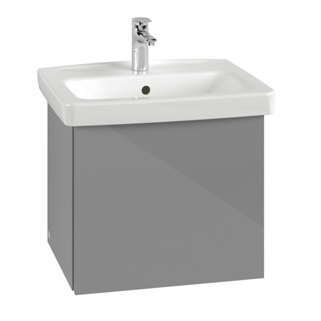 Villeroy and Boch Newo Satin Grey 550mm Wall Hung 1-Drawer Vanity Unit