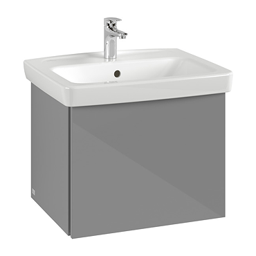 Villeroy and Boch Newo Satin Grey 600mm Wall Hung 1-Drawer Vanity Unit