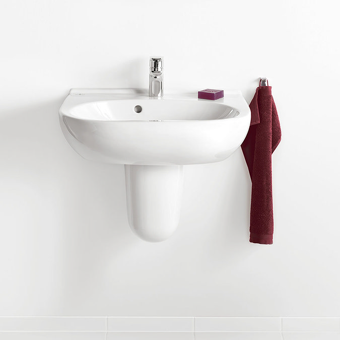 Villeroy and Boch O.novo 450 x 350mm 1TH Basin + Semi Pedestal Large Image