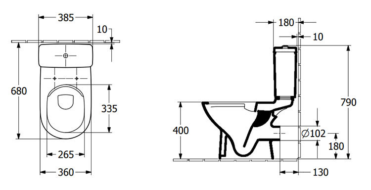 Villeroy and Boch O.novo Combi-Pack Close Coupled Open Back Toilet