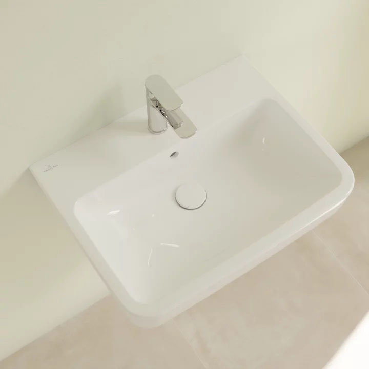 Villeroy and Boch O.novo Square 1TH Washbasin + Full Pedestal