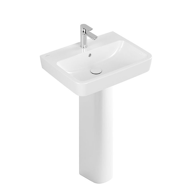 Villeroy and Boch O.novo Square 1TH Washbasin + Full Pedestal Large Image