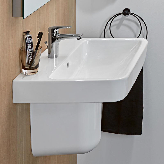 Villeroy and Boch O.novo Square 1TH Washbasin + Semi Pedestal  Feature Large Image