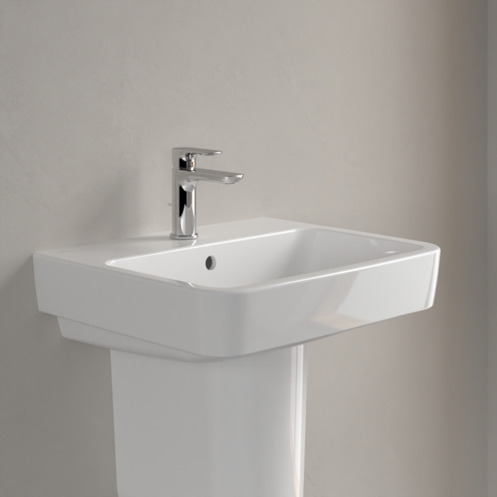 Villeroy and Boch O.novo Square 1TH Washbasin + Semi Pedestal