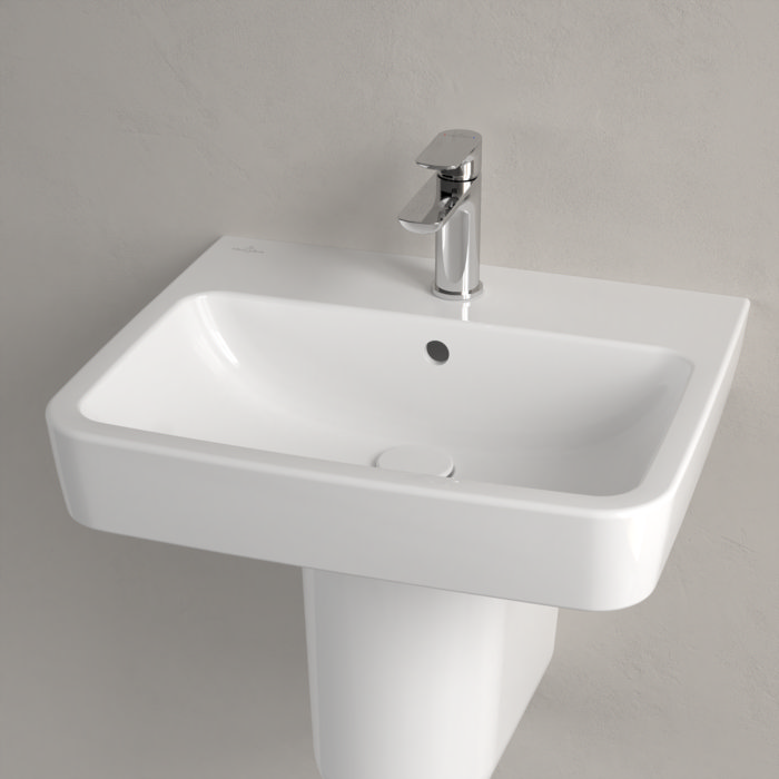 Villeroy and Boch O.novo Square 1TH Washbasin + Semi Pedestal