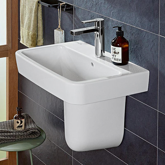 Villeroy and Boch O.novo Square 1TH Washbasin + Semi Pedestal Large Image